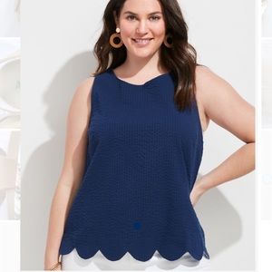 Vineyard Vines Blue Seersucker Scallop Top Size 12